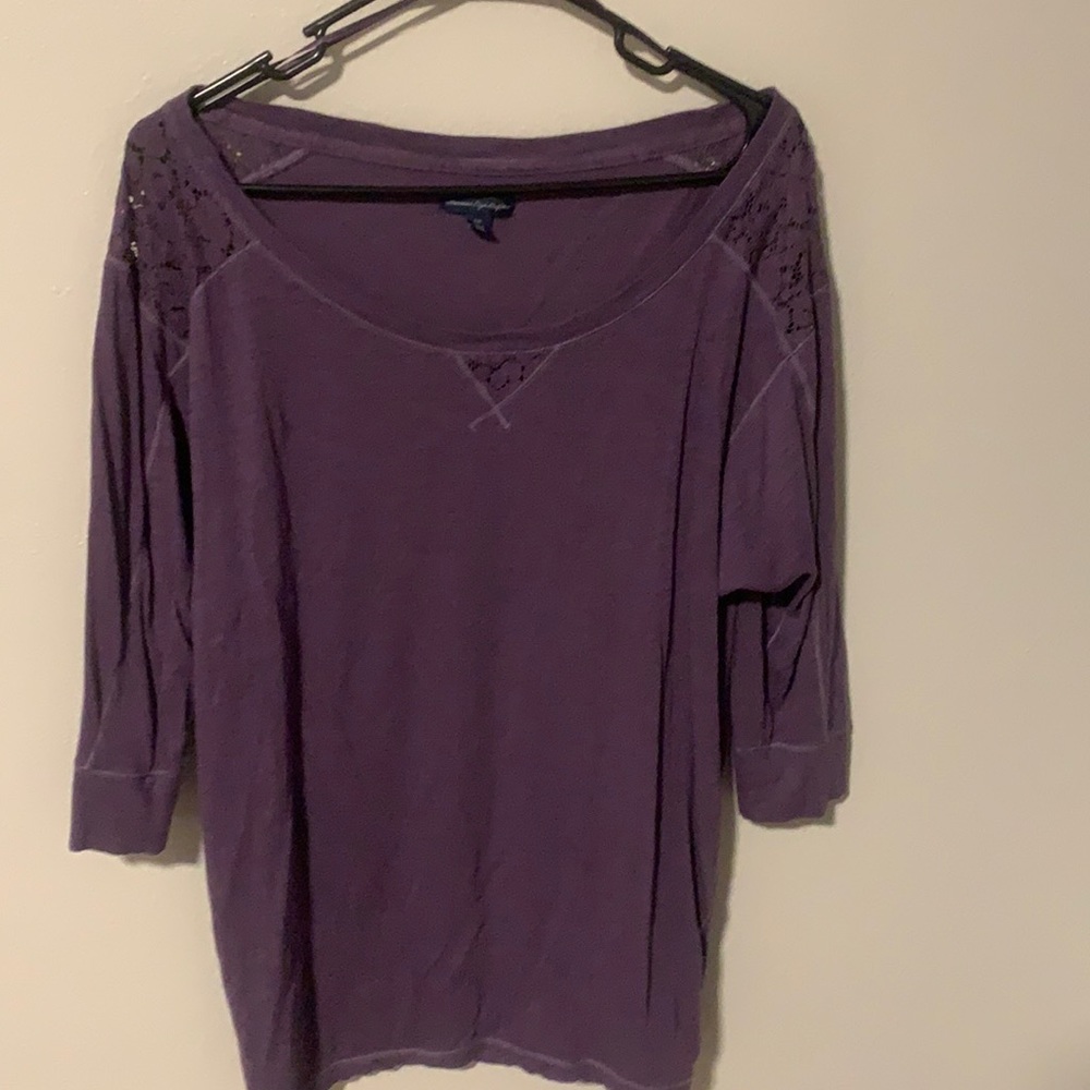 purple cut out sleeve top